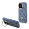 Guess для iPhone 15 Pro Max чехол PU 4G Triangle metal logo and Camera Stand Hard Blue (MagSafe)