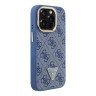 Guess для iPhone 15 Pro Max чехол PU 4G Triangle metal logo and Camera Stand Hard Blue (MagSafe)