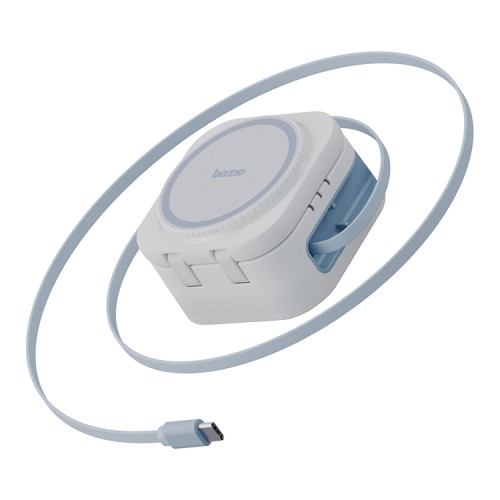 Energea Беспроводное СЗУ Bazic GoMag Station Mini, Fold 3in1 wireless + Retract C cable 15W White