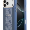 Guess для iPhone 17 Pro Max чехол PU 4G Stripe Classic metal logo Gold camera Hard Blue (MagSafe)