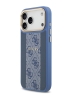 Guess для iPhone 17 Pro Max чехол PU 4G Stripe Classic metal logo Gold camera Hard Blue (MagSafe)