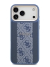 Guess для iPhone 17 Pro Max чехол PU 4G Stripe Classic metal logo Gold camera Hard Blue (MagSafe)