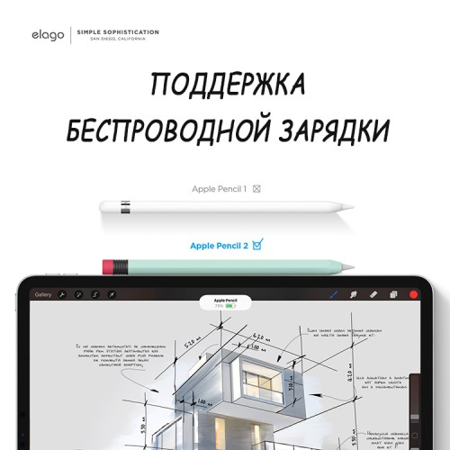 Чехол Elago Silicone для стилуса Apple Pencil 2, Mint