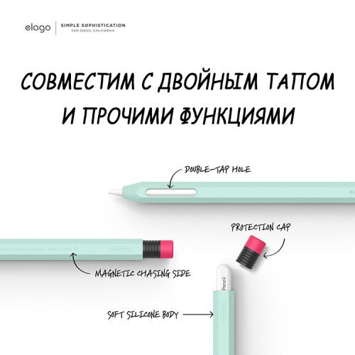 Чехол Elago Silicone для стилуса Apple Pencil 2, Mint