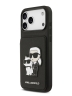 Karl Lagerfeld для iPhone 17 Pro чехол Cardslot Stand PU Saffiano NFT Karl & Choupette Hard Black