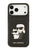 Karl Lagerfeld для iPhone 17 Pro чехол Cardslot Stand PU Saffiano NFT Karl & Choupette Hard Black