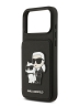 Karl Lagerfeld для iPhone 17 Pro чехол Cardslot Stand PU Saffiano NFT Karl & Choupette Hard Black