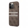 Чехол Guess 4G Stripe printed logo Hard для iPhone 13 Pro Max, коричневый