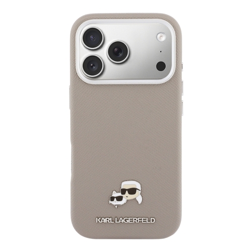 Karl Lagerfeld для iPhone 17 Pro Max чехол PU Saffiano FW NFT Karl&Choupette metal&Cam Grey (MagSafe)