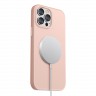Силиконовый чехол Uniq LINO MagSafe для iPhone 13 Pro Max, розовый