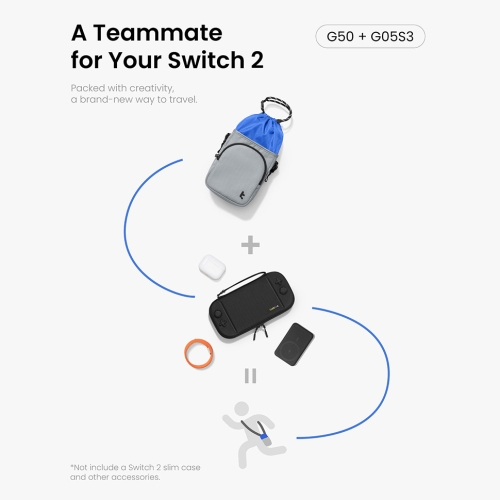 Tomtoc Gaming для Nintendo Switch 2 сумка GameOn-G50 JoyCarry Sling Bag Gray