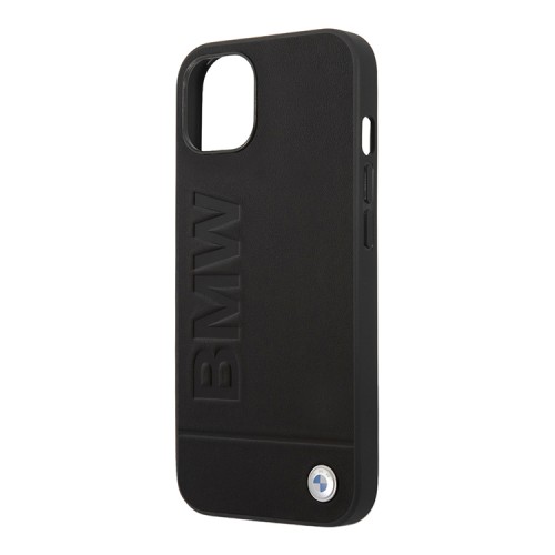 Кожаный чехол BMW Signature Logo imprint Hard для iPhone 13, черный