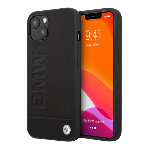 Кожаный чехол BMW Signature Logo imprint Hard для iPhone 13, черный