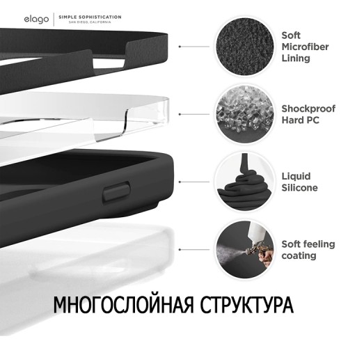 Чехол Elago Soft Silicone для iPhone 14 Pro, черный