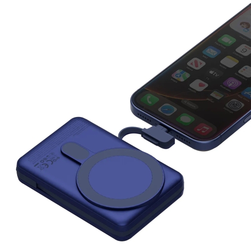 Energea АКБ MagPac PRO Plus (CCC), 10000W Magsafe QI2 15W USB-C 20W with cable and Stand Blue