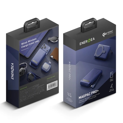 Energea АКБ MagPac PRO Plus (CCC), 10000W Magsafe QI2 15W USB-C 20W with cable and Stand Blue