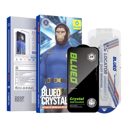 BlueO стекло для iPhone 18 Pro/17 Pro/17/16 Pro, Crystal Anti-Scratch HD Black +installerPro
