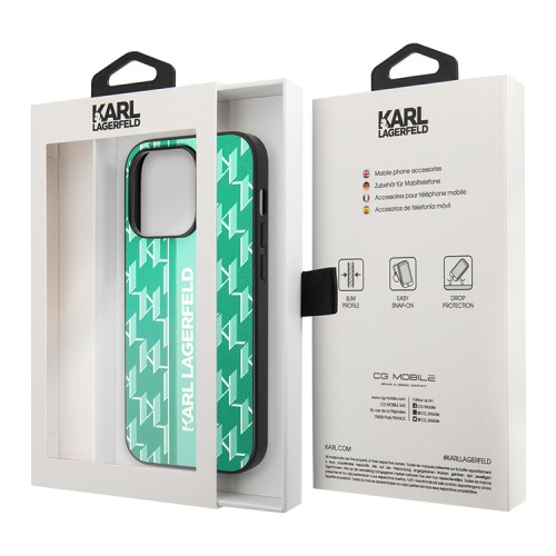 Чехол Lagerfeld PU Monogram Vertical logo Hard для iPhone 14 Pro Max, зеленый