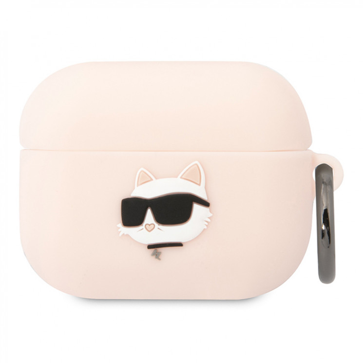 Чехол Lagerfeld Silicone case with ring NFT 3D Choupette для Airpods Pro, розовый