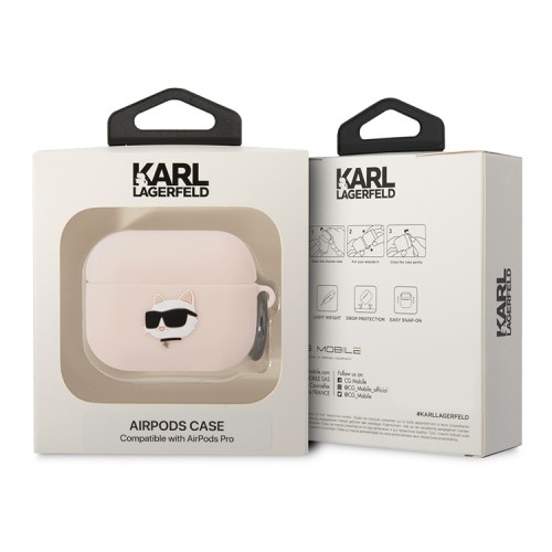 Чехол Lagerfeld Silicone case with ring NFT 3D Choupette для Airpods Pro, розовый