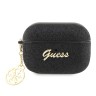 Чехол Guess Glitter flakes Metal logo with Heart charm для Airpods Pro 2, черный