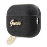 Чехол Guess Glitter flakes Metal logo with Heart charm для Airpods Pro 2, черный