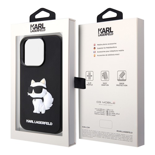 Чехол Lagerfeld 3D Rubber NFT Choupette Hard для iPhone 14 Pro, черный