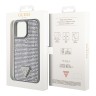 Чехол Guess Diamond Rhinestone Triangle metal logo Hard для iPhone 14 Pro, серебристый
