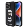 Lagerfeld для iPhone 15 Pro чехол Liquid Silicone Karl & Choupette heads Hard Black