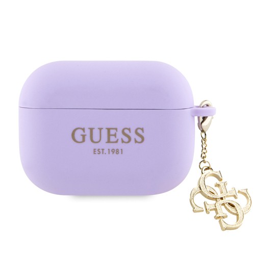 Guess для Airpods Pro чехол Liquid silicone with 4G Diamond charm Purple
