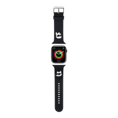 Karl Lagerfeld для Apple Watch 42-41-40 mm ремешок 3D Rubber NFT Karl &amp; Choupette heads Black