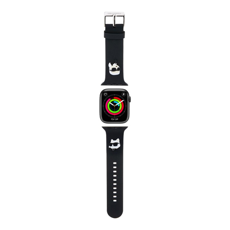 Karl Lagerfeld для Apple Watch 42-41-40 mm ремешок 3D Rubber NFT Karl & Choupette heads Black