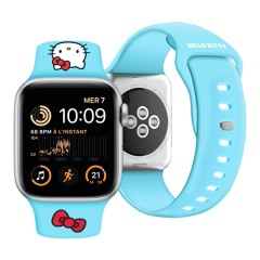 Hello Kitty для Apple Watch 42-41-40 mm ремешок Liquid silicone Kitty Head Blue