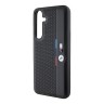 BMW для Galaxy S24+ чехол PU Perforated Tricolor stripes Metal logo Hard Black