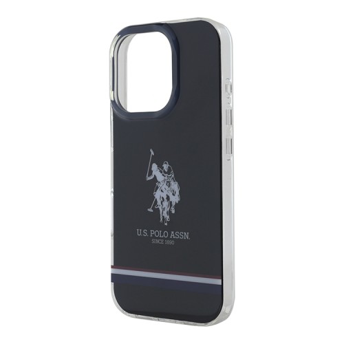 U.S. Polo для iPhone 16 Pro Max чехол PC/TPU Double Horse logo Tricolor stripes Black