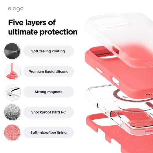 Elago для iPhone 16 Pro Max чехол Soft silicone (Liquid) Pink (MagSafe)