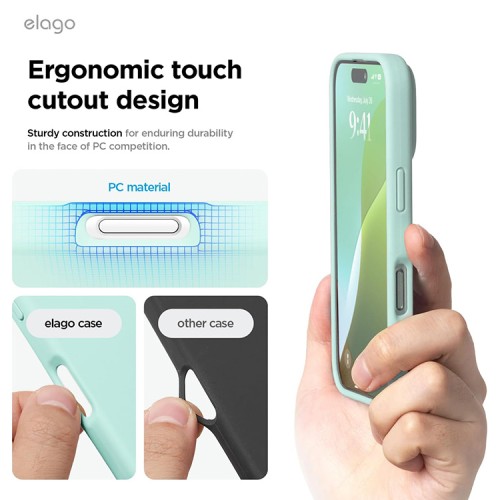 Elago для iPhone 16 чехол Soft silicone (Liquid) Mint