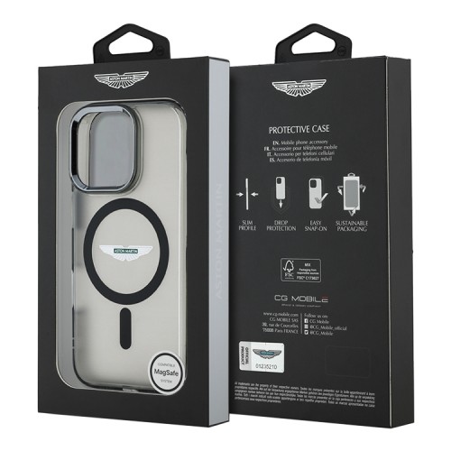 Aston Martin для iPhone 16 Pro Max чехол PC/TPU Frosted Effect Metal Cam Hard Black (MagSafe)