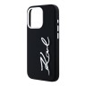 Karl Lagerfeld для iPhone 15 Pro Max чехол Liquid silicone Signature Metal logo & Camera frame Hard Black