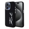 Karl Lagerfeld для iPhone 15 Pro Max чехол Liquid silicone Signature Metal logo & Camera frame Hard Black