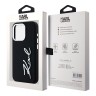 Karl Lagerfeld для iPhone 15 Pro Max чехол Liquid silicone Signature Metal logo & Camera frame Hard Black