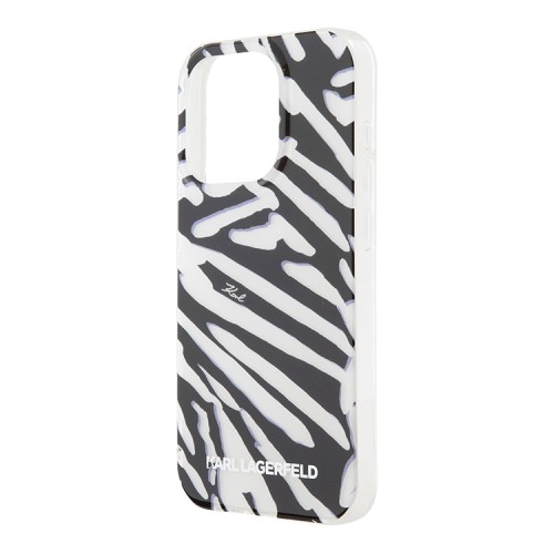 Karl Lagerfeld для iPhone 15 Pro Max чехол PC/TPU Zebra Hard + Nylon Hand cord Black