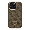 Guess для iPhone 15 Pro Max чехол PU 4G Triangle metal logo and Camera Stand Hard Brown (MagSafe)