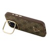 Guess для iPhone 15 Pro Max чехол PU 4G Triangle metal logo and Camera Stand Hard Brown (MagSafe)