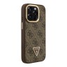 Guess для iPhone 15 Pro Max чехол PU 4G Triangle metal logo and Camera Stand Hard Brown (MagSafe)