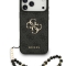 Guess для iPhone 17 Pro чехол PU 4G Big metal logo Hard + Pearl Hand Strap Black