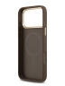 Guess для iPhone 17 Pro Max чехол PU 4G Stripe Classic metal logo Gold camera Hard Brown (MagSafe)