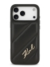 Karl Lagerfeld для iPhone 17 Pro Max чехол PU Quilted Signature metal logo Hard Black