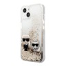 Чехол Lagerfeld Liquid glitter Karl and Choupette Hard для iPhone 13, золотой