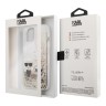 Чехол Lagerfeld Liquid glitter Karl and Choupette Hard для iPhone 13, золотой